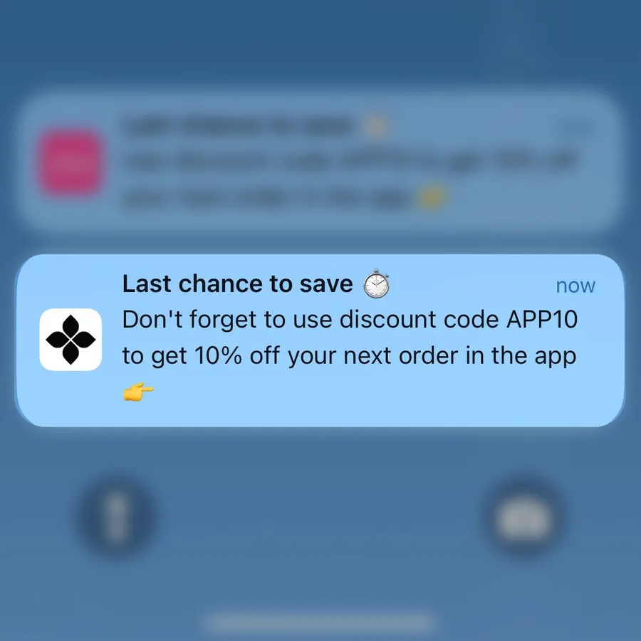 Art of Tea push notification: Last chance to save. Don't forget to use discount code APP10 to get 10% off your next order in the app
