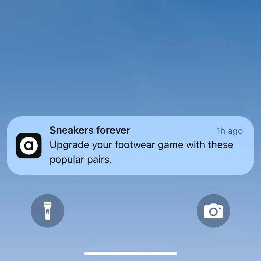 ASOS push notification: Sneakers forever. Upgrade your footwear game with these popular pairs.