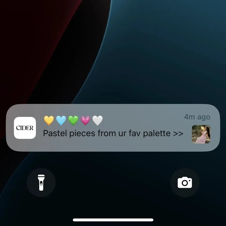Cider push notification: Pastel pieces from ur fav palette >>