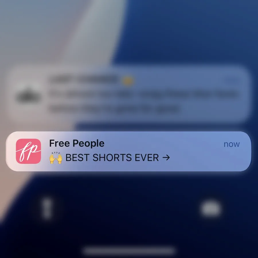 Free People push notification: Free People. BEST SHORTS EVER →