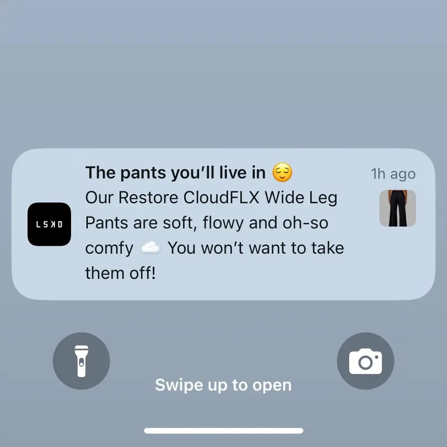 LSKD push notification: The pants you'll live in. Our Restore CloudFLX Wide Leg Pants are soft, flowy and oh-so You won't want to take comfy them off!
