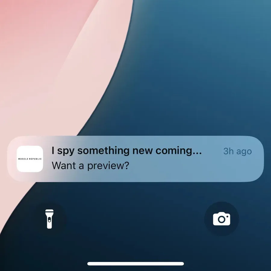 Muscle Republic push notification: I spy something new coming.... Want a preview?