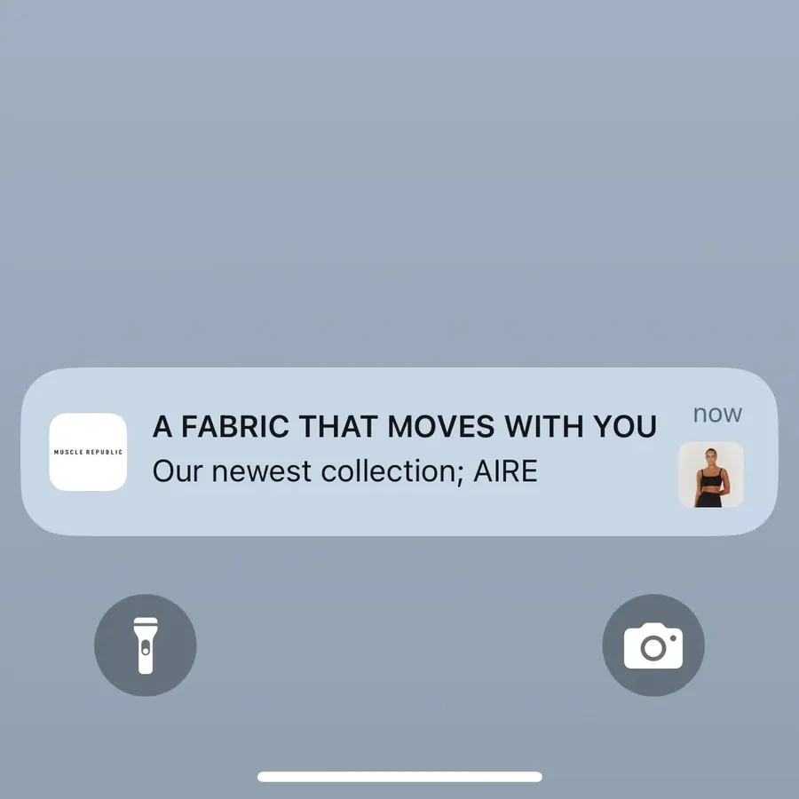 Muscle Republic push notification: A FABRIC THAT MOVES WITH YOU. Our newest collection; AIRE