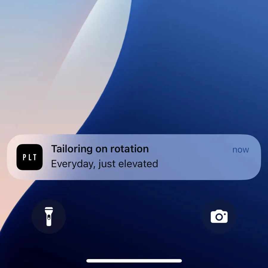 Pretty Little Thing push notification: Tailoring on rotation. Everyday, just elevated