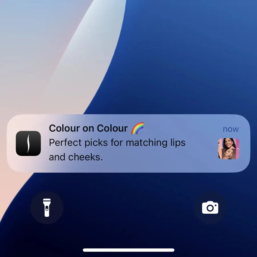 Sephora push notification: Colour on Colour. Perfect picks for matching lips and cheeks.