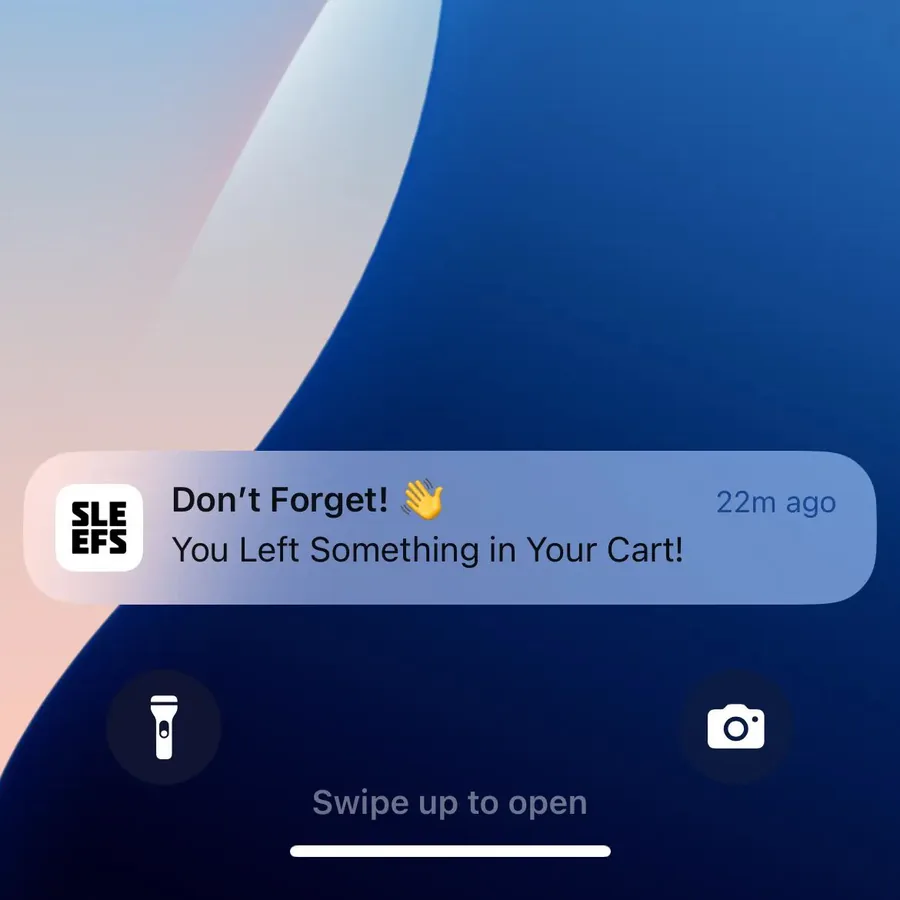 Sleefs push notification: Don't Forget!. You Left Something in Your Cart!