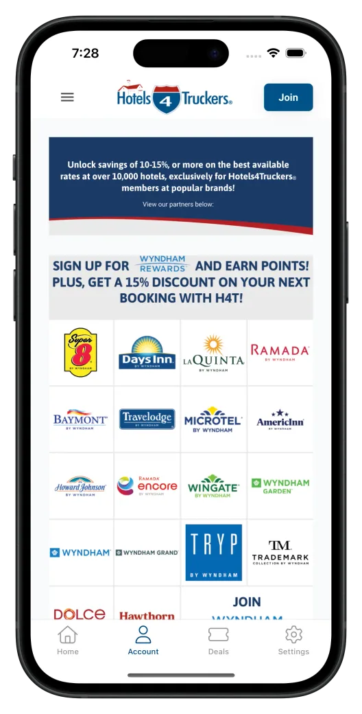 Hotels4Truckers mobile app