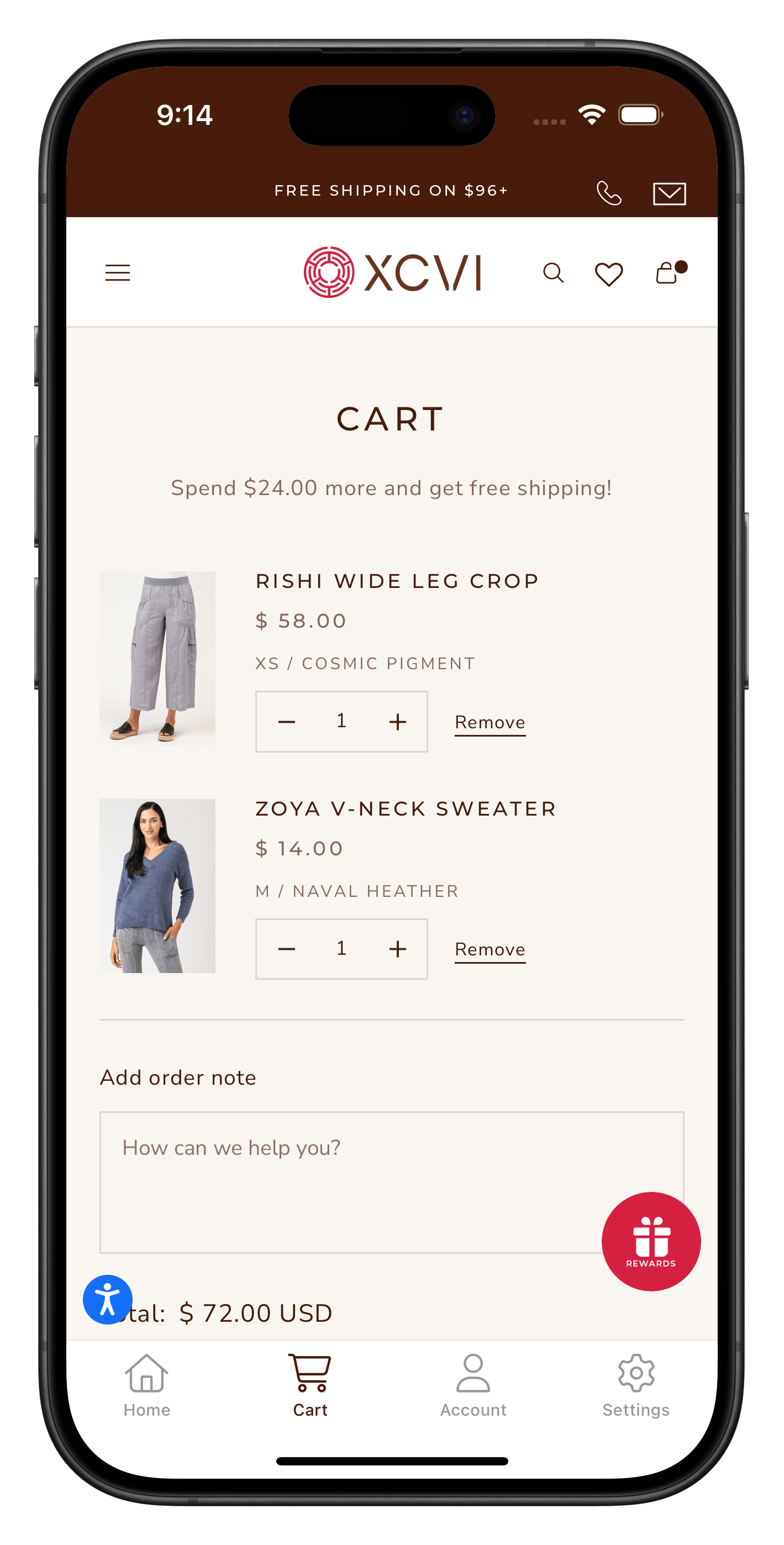 xcvi.com app screenshot