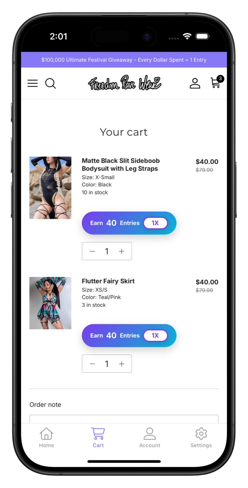 freedomravewear.com app screenshot