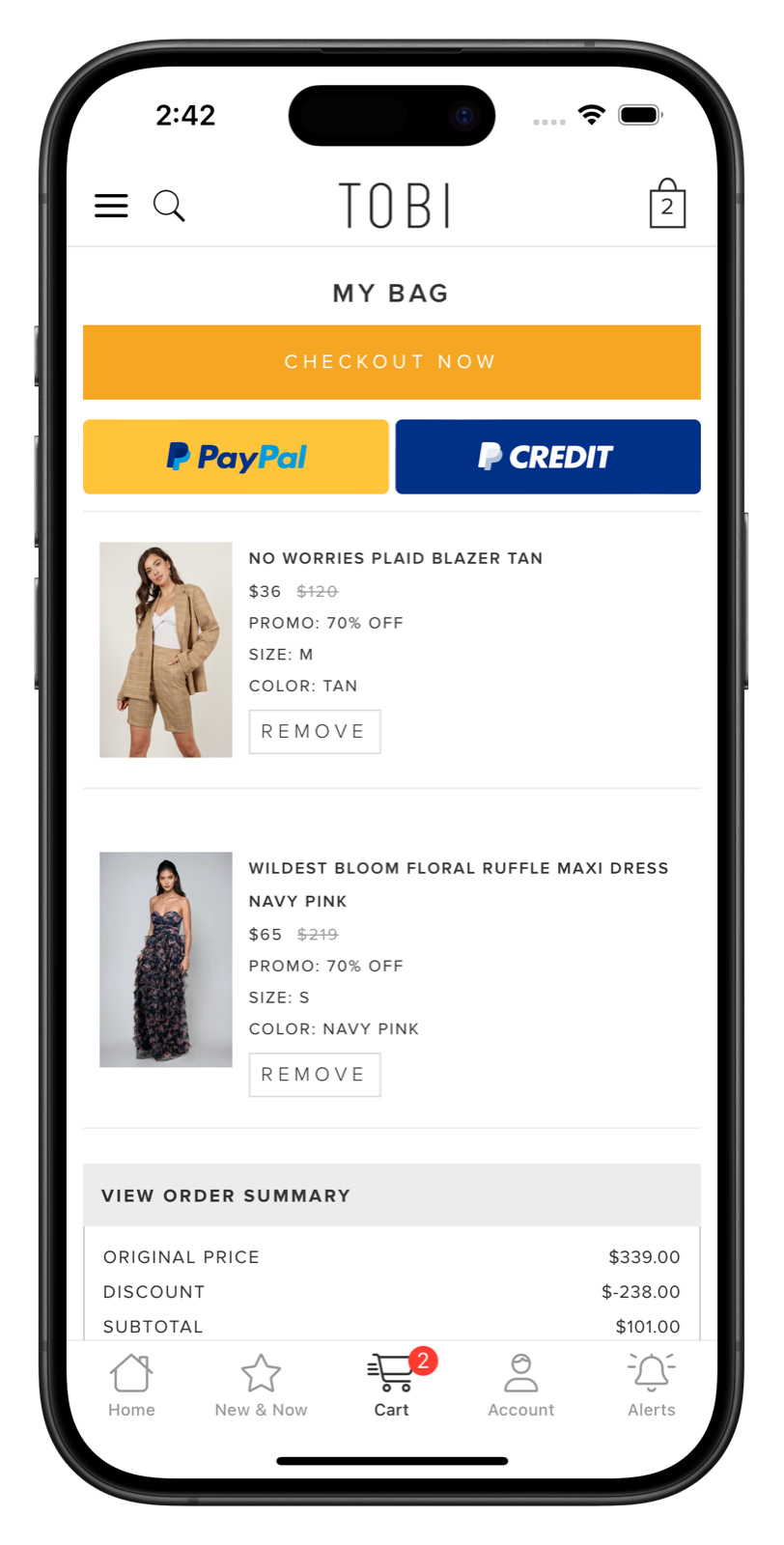 tobi.com app screenshot