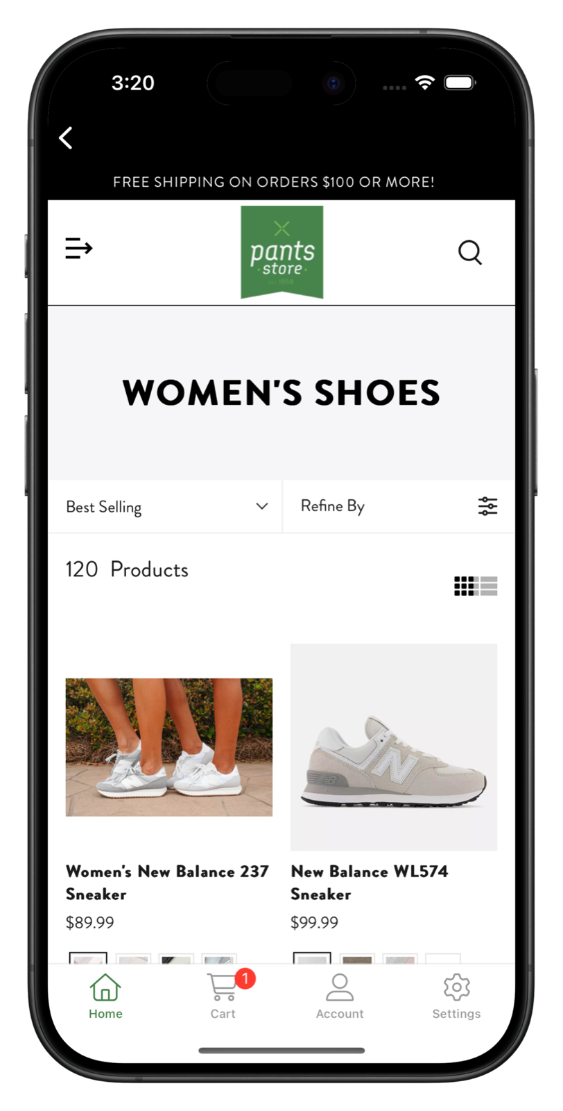 pantsstore.com app screenshot