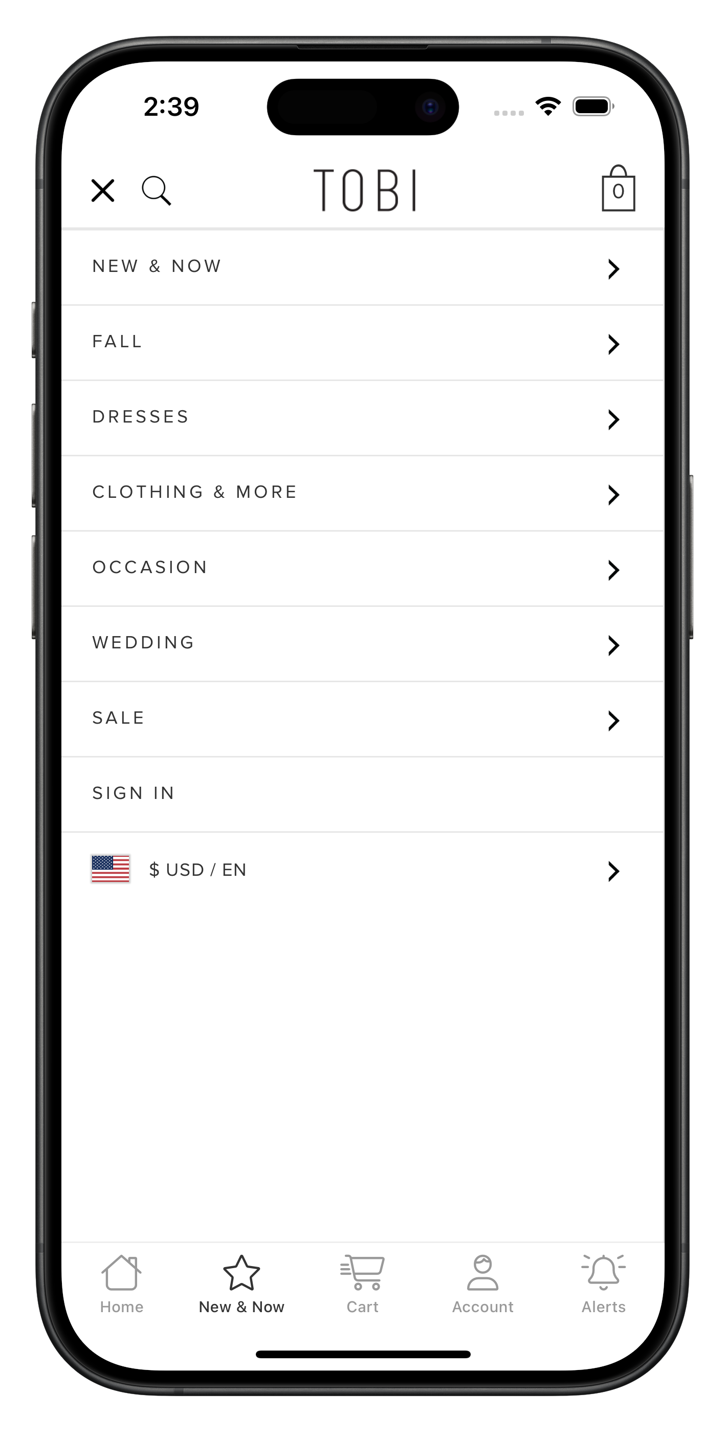 tobi.com app screenshot
