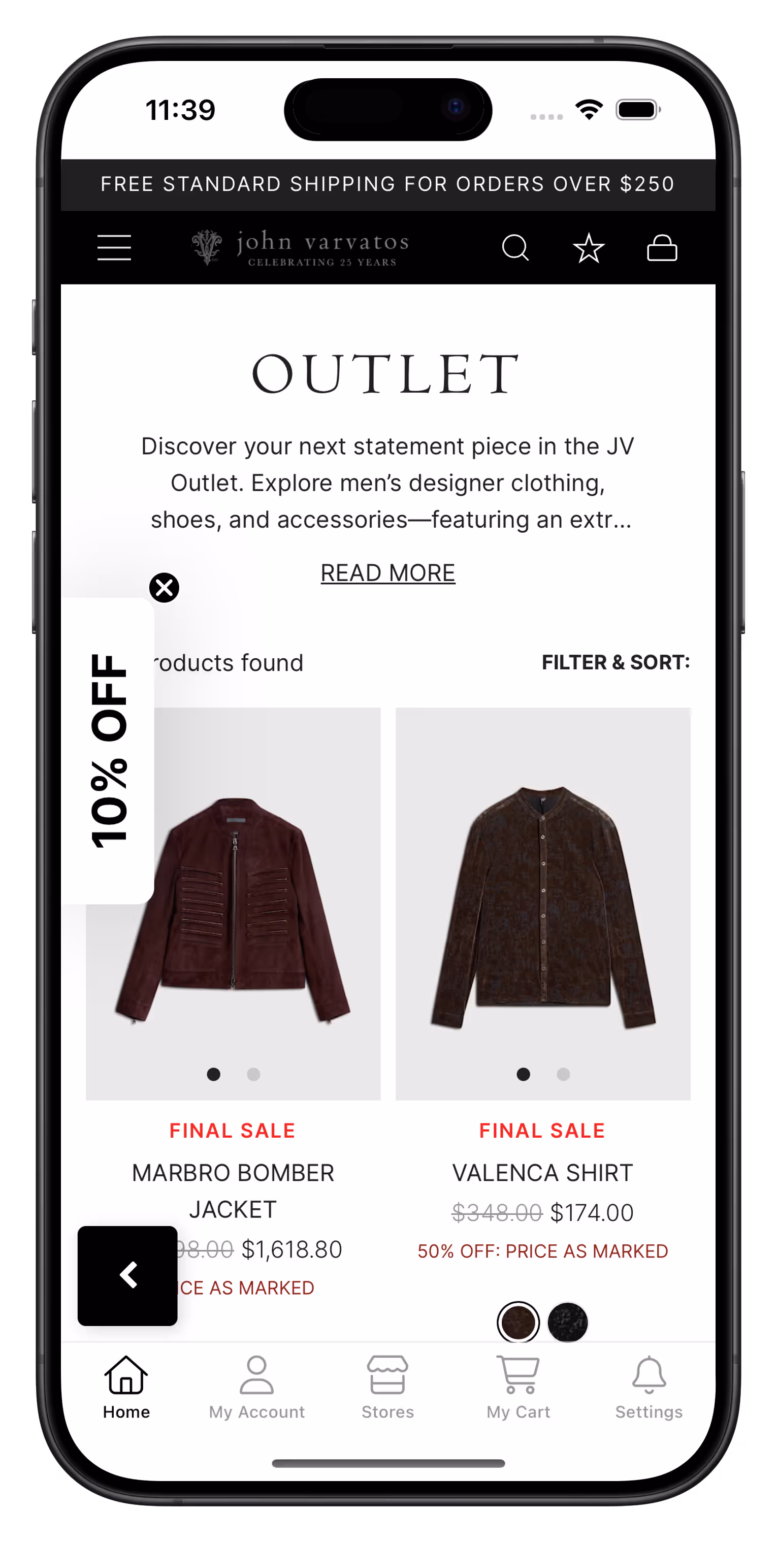 johnvarvatos.com app screenshot