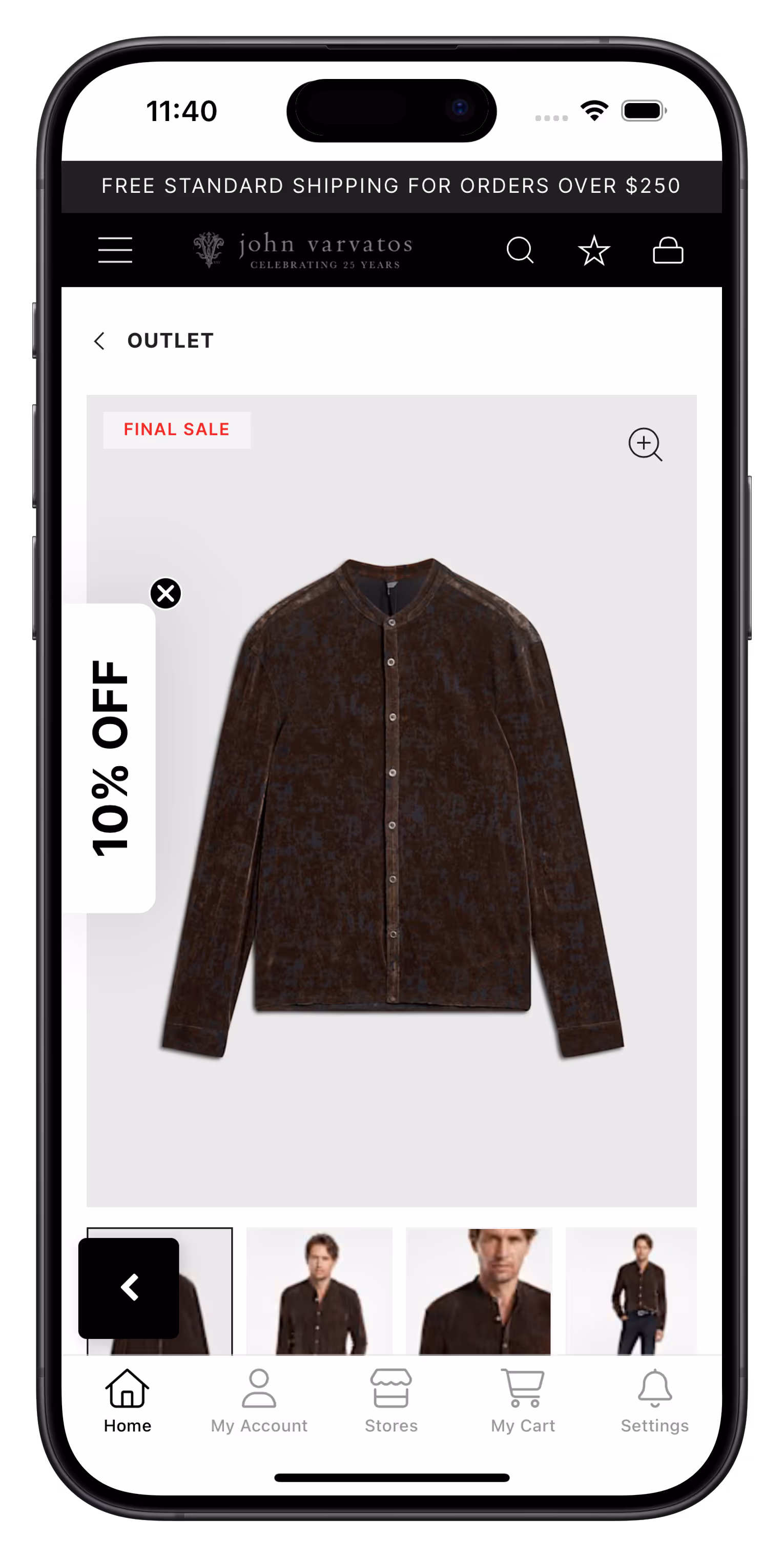 johnvarvatos.com app screenshot