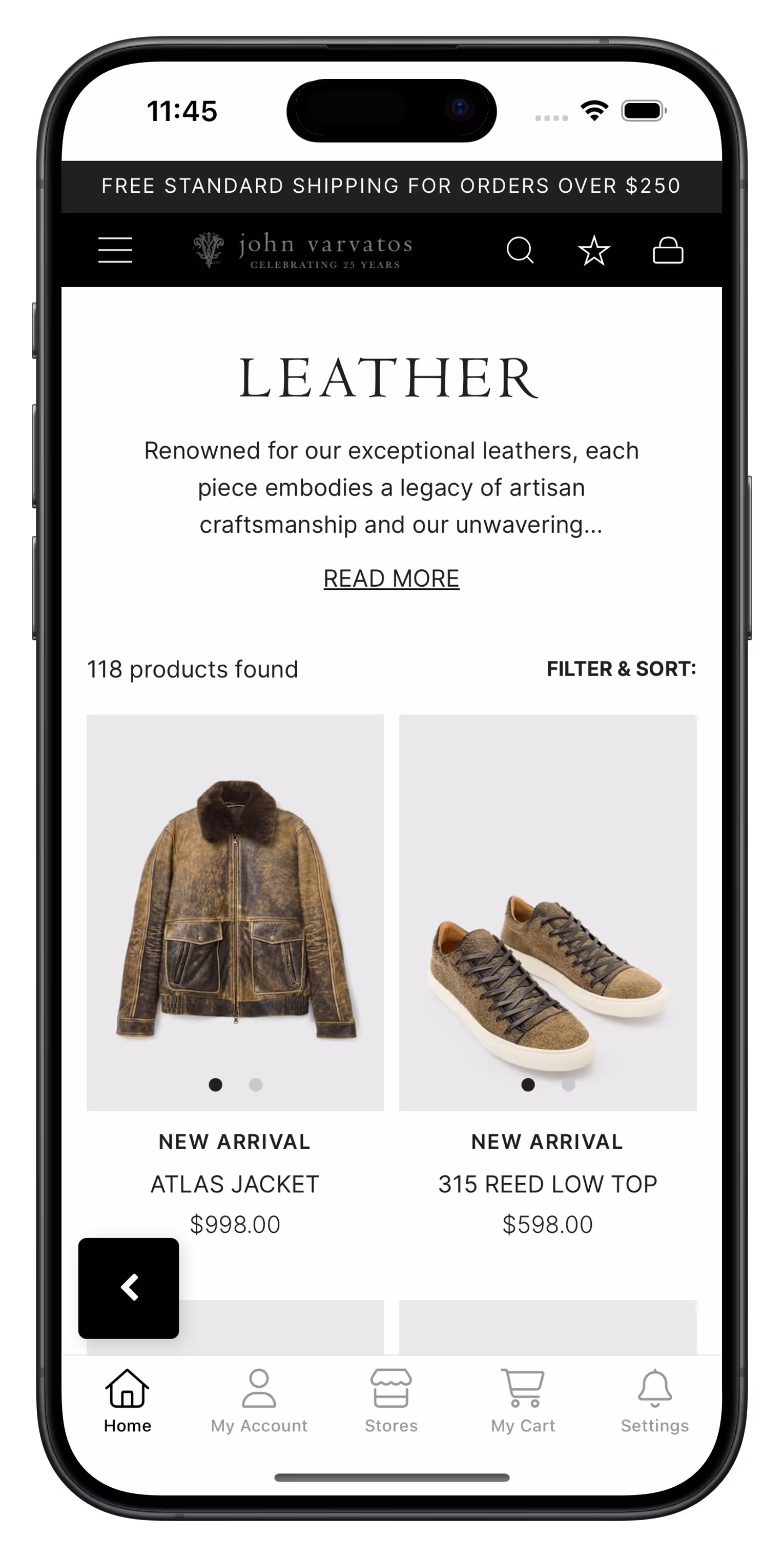 johnvarvatos.com app screenshot