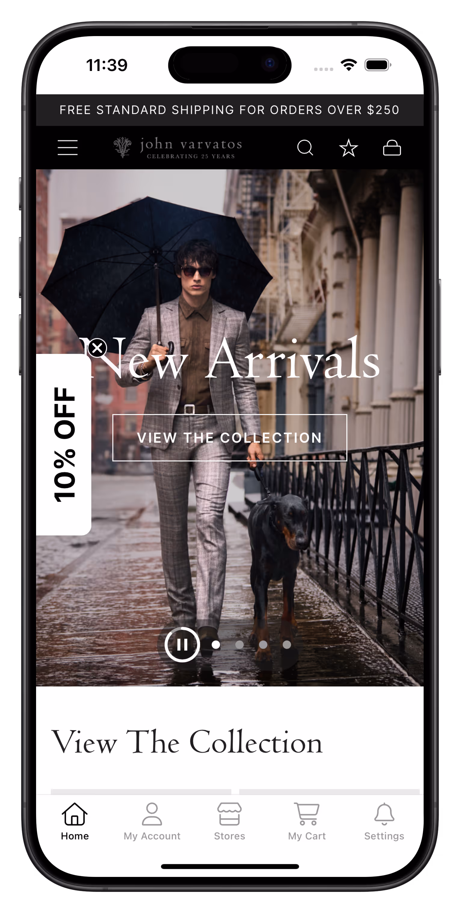 johnvarvatos.com app screenshot