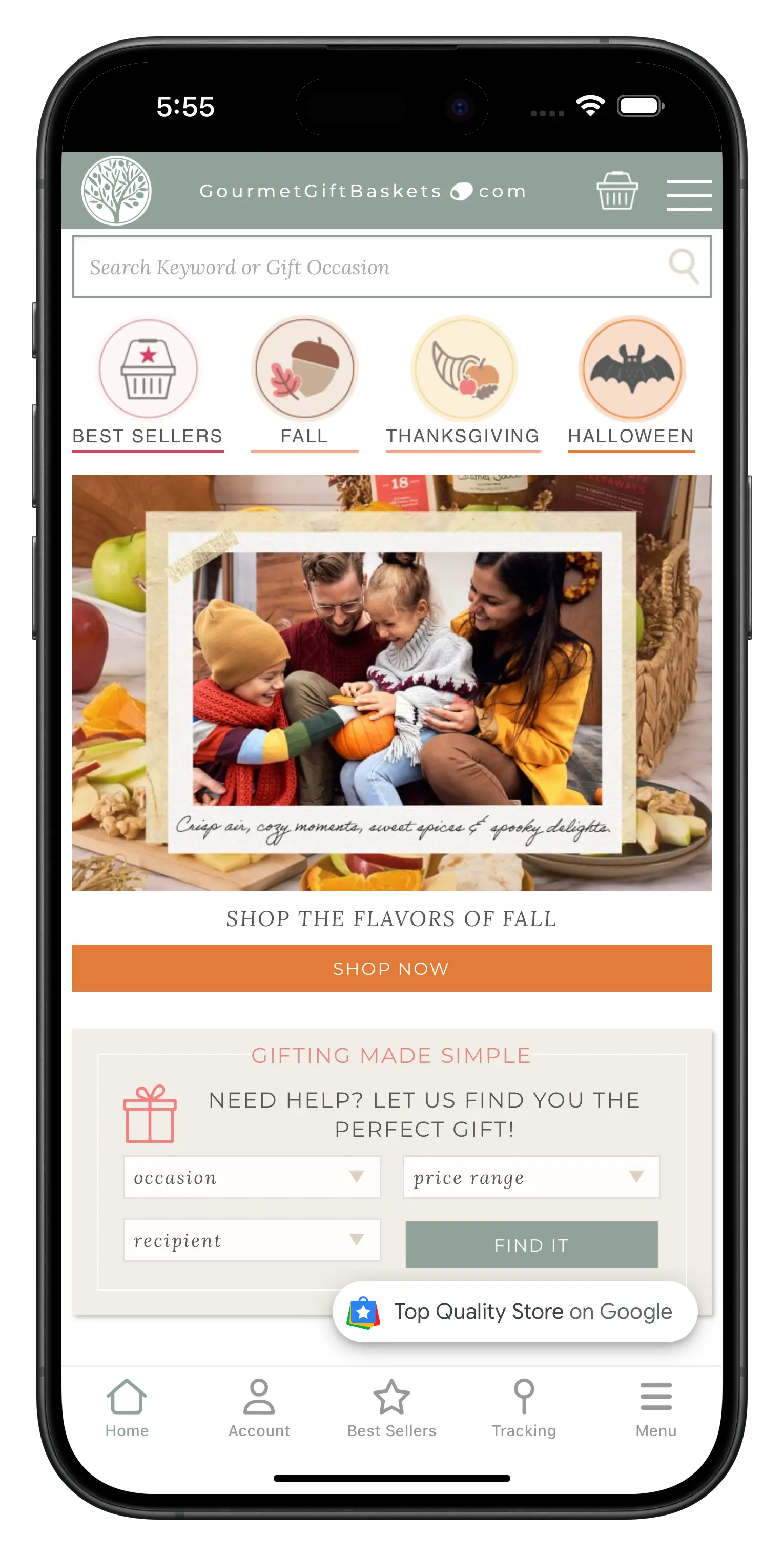 gourmetgiftbaskets.com app screenshot