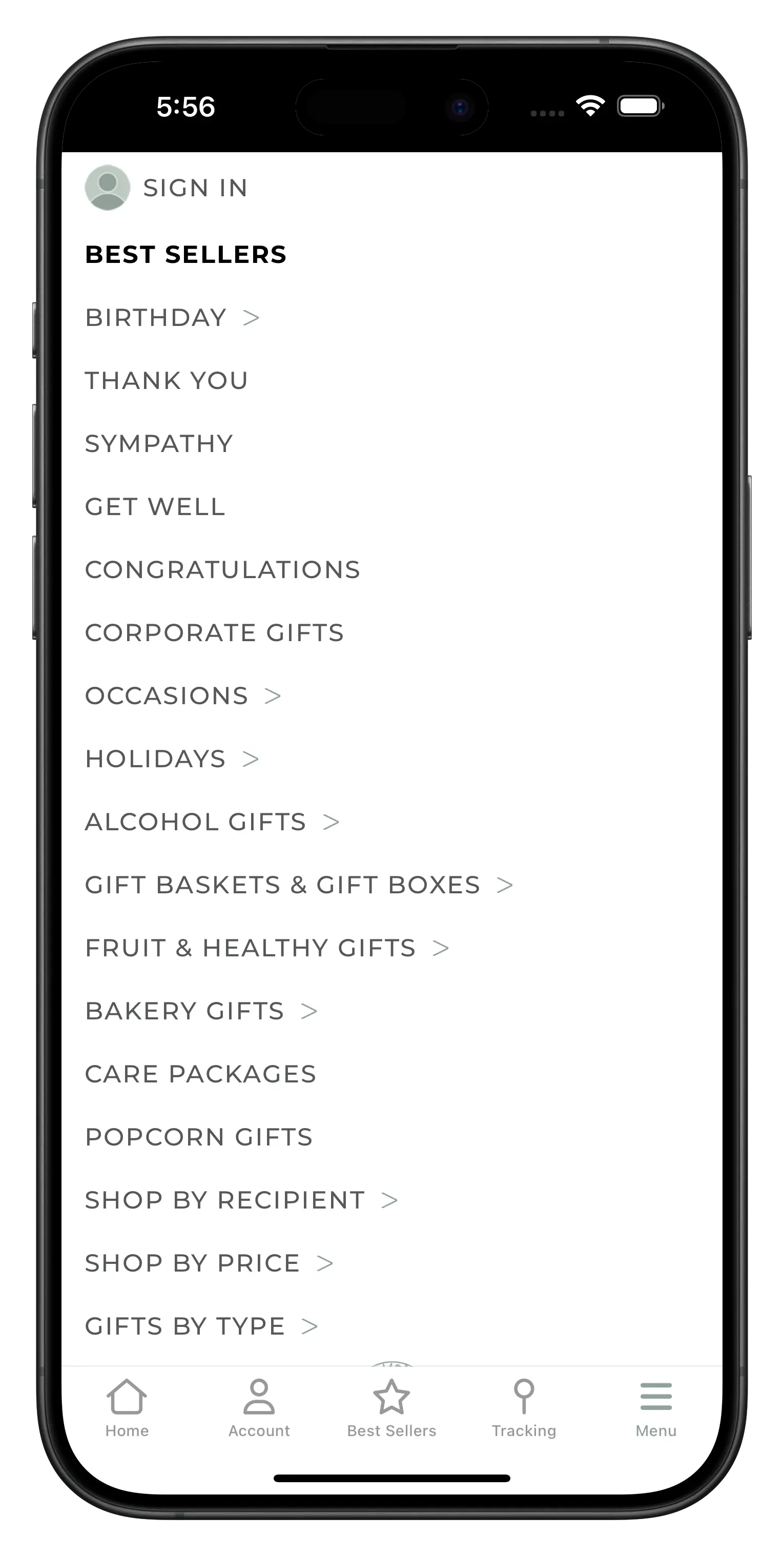 gourmetgiftbaskets.com app screenshot