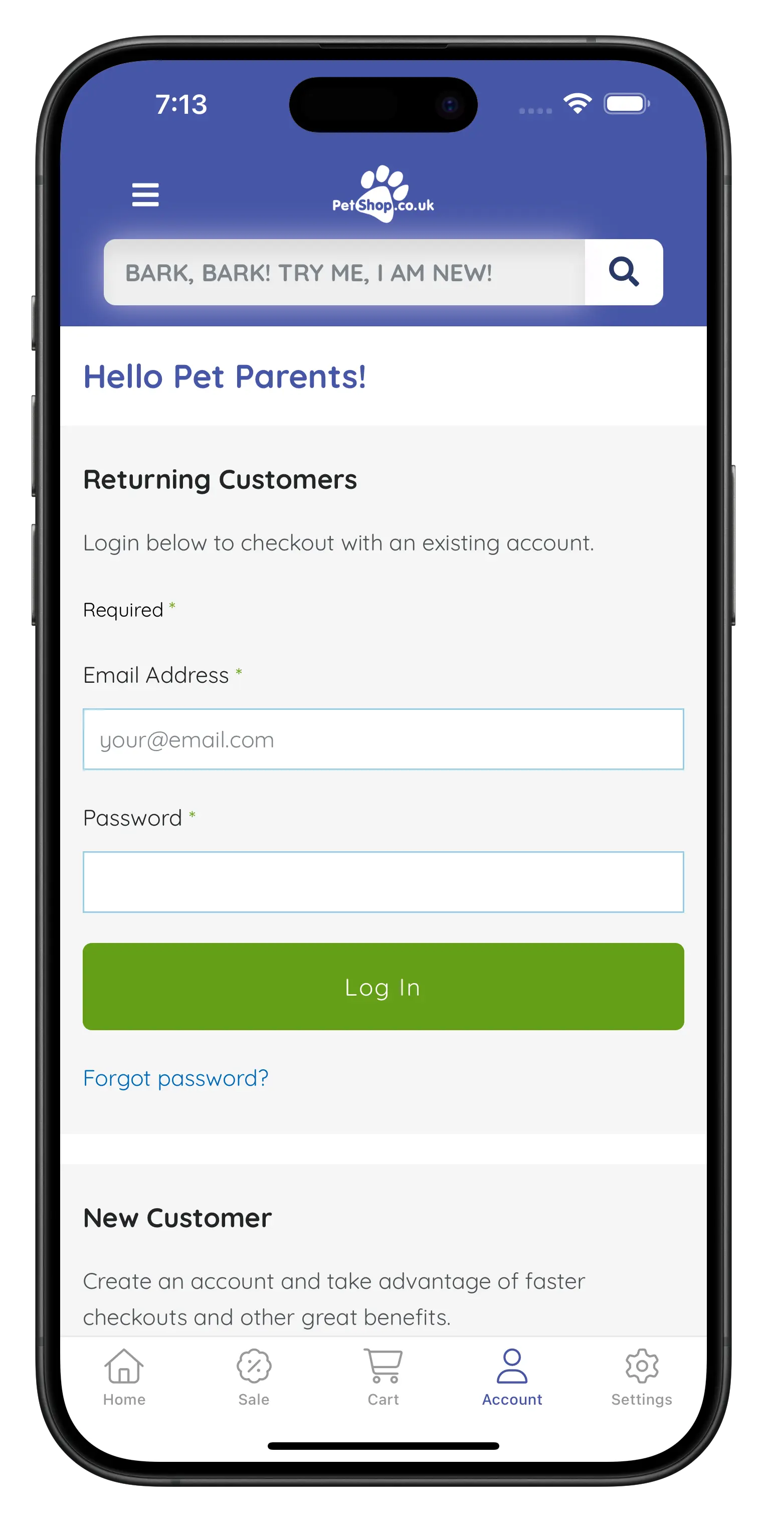 petshop.co.uk app screenshot