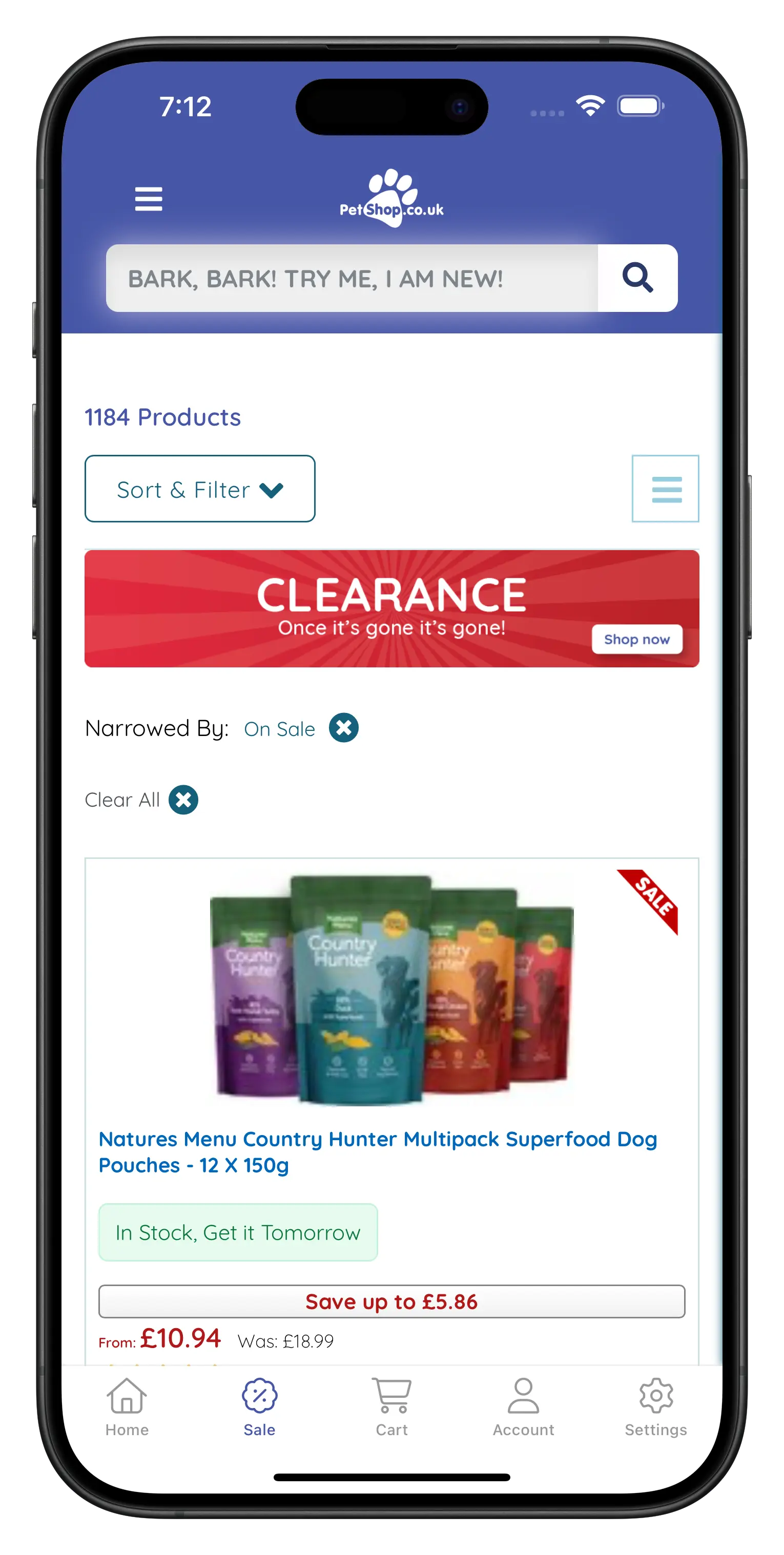 petshop.co.uk app screenshot