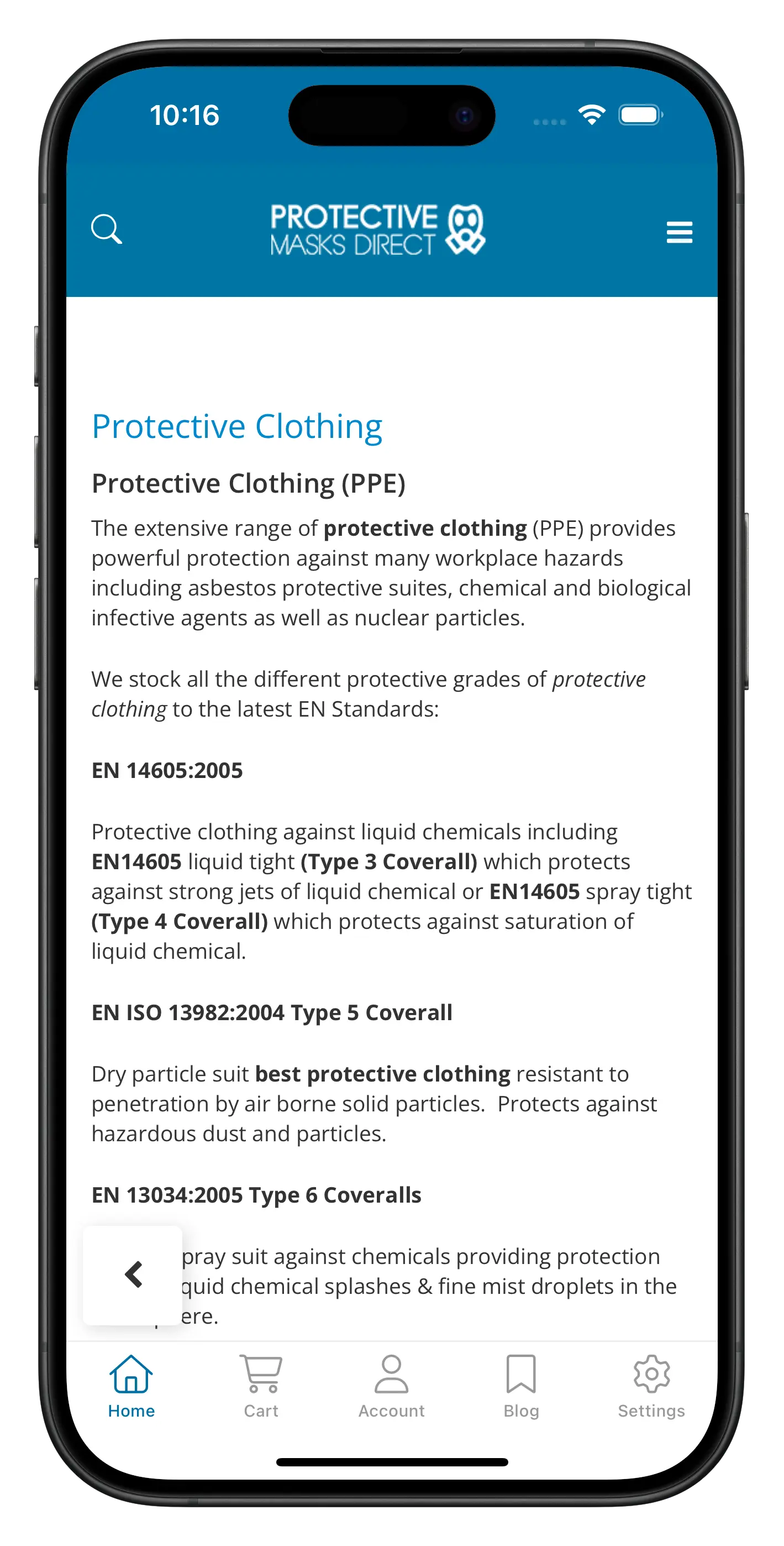 protectivemasksdirect.co.uk app screenshot