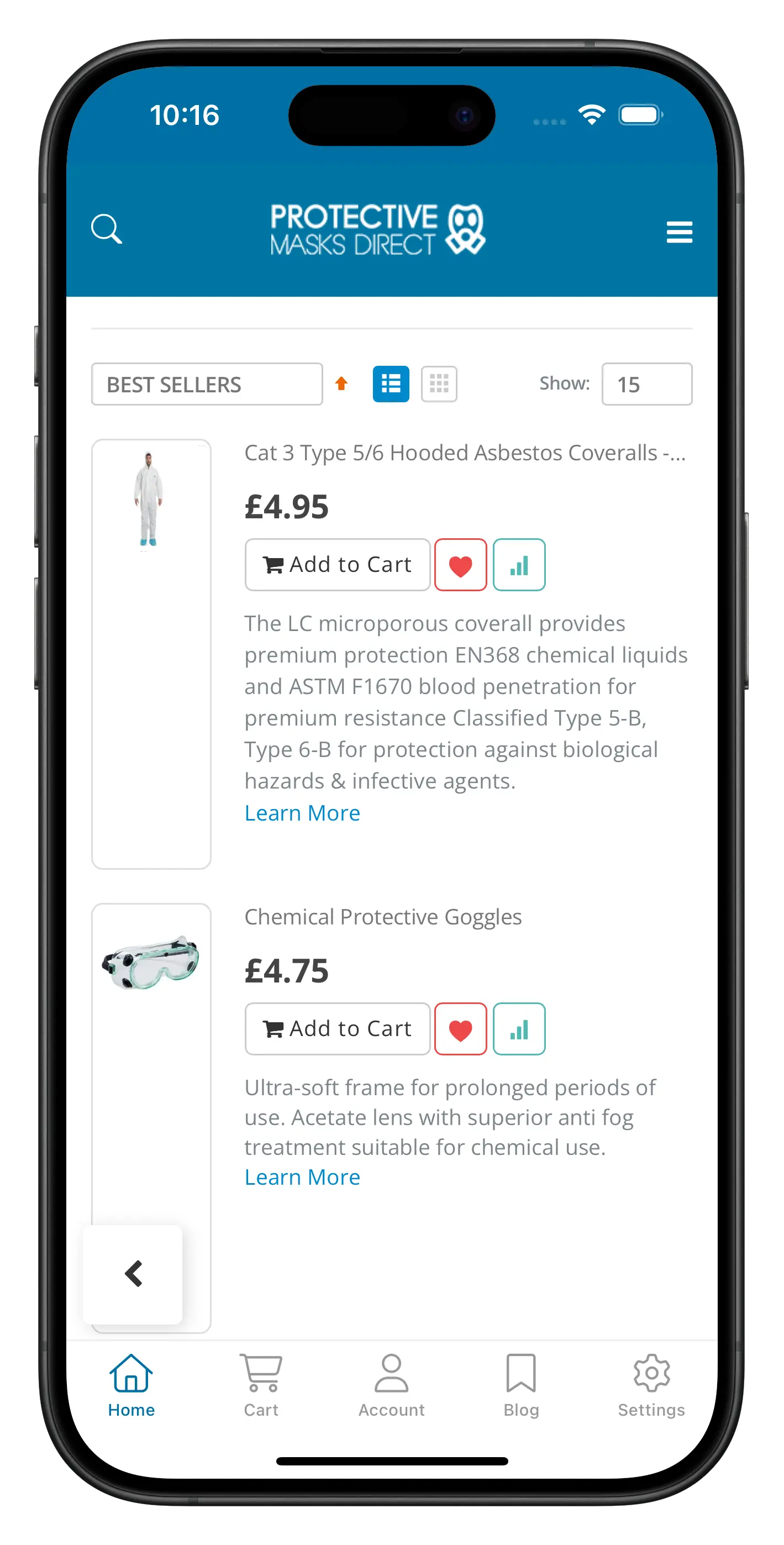 protectivemasksdirect.co.uk app screenshot