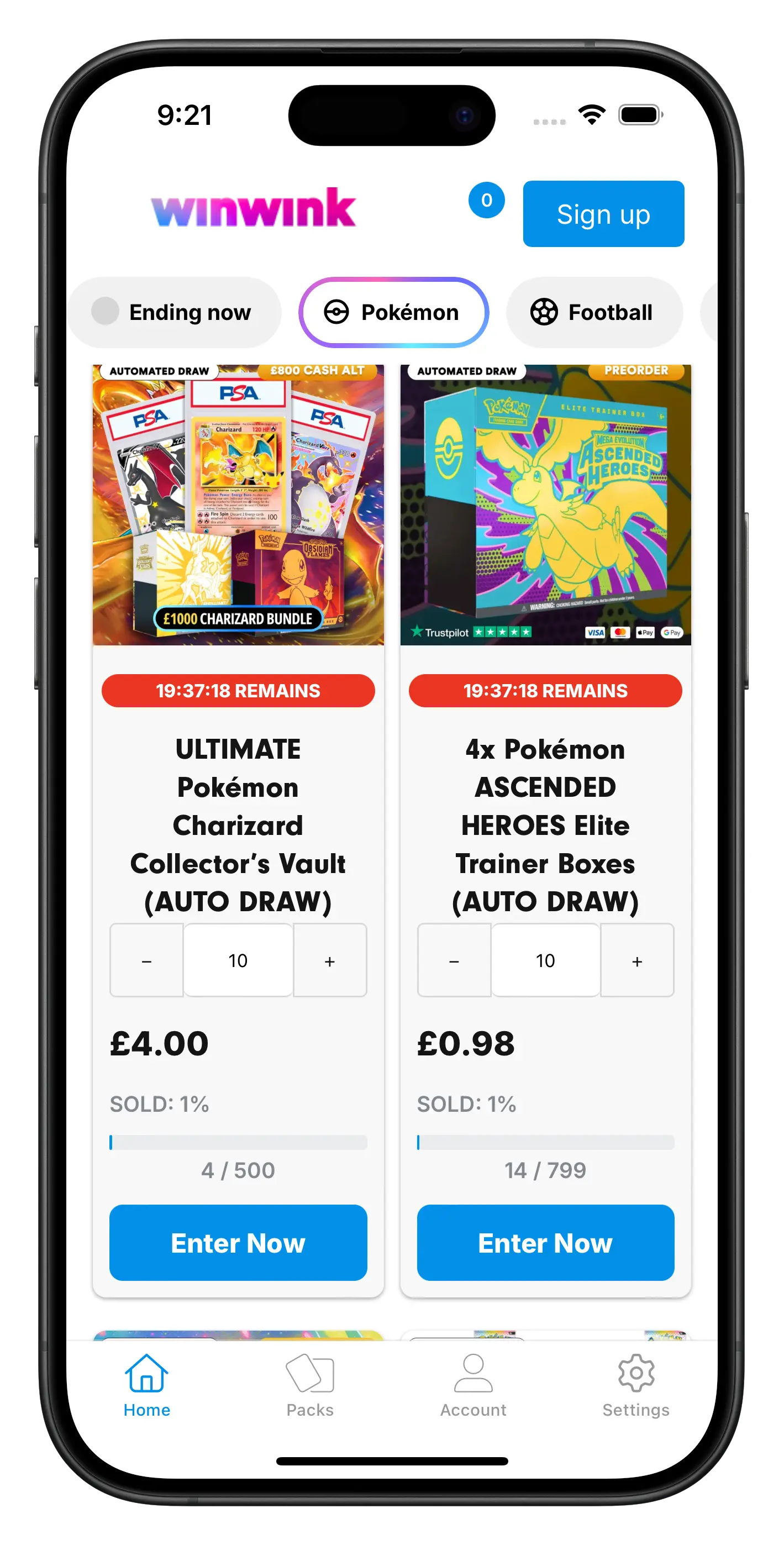 winwink.co.uk app screenshot