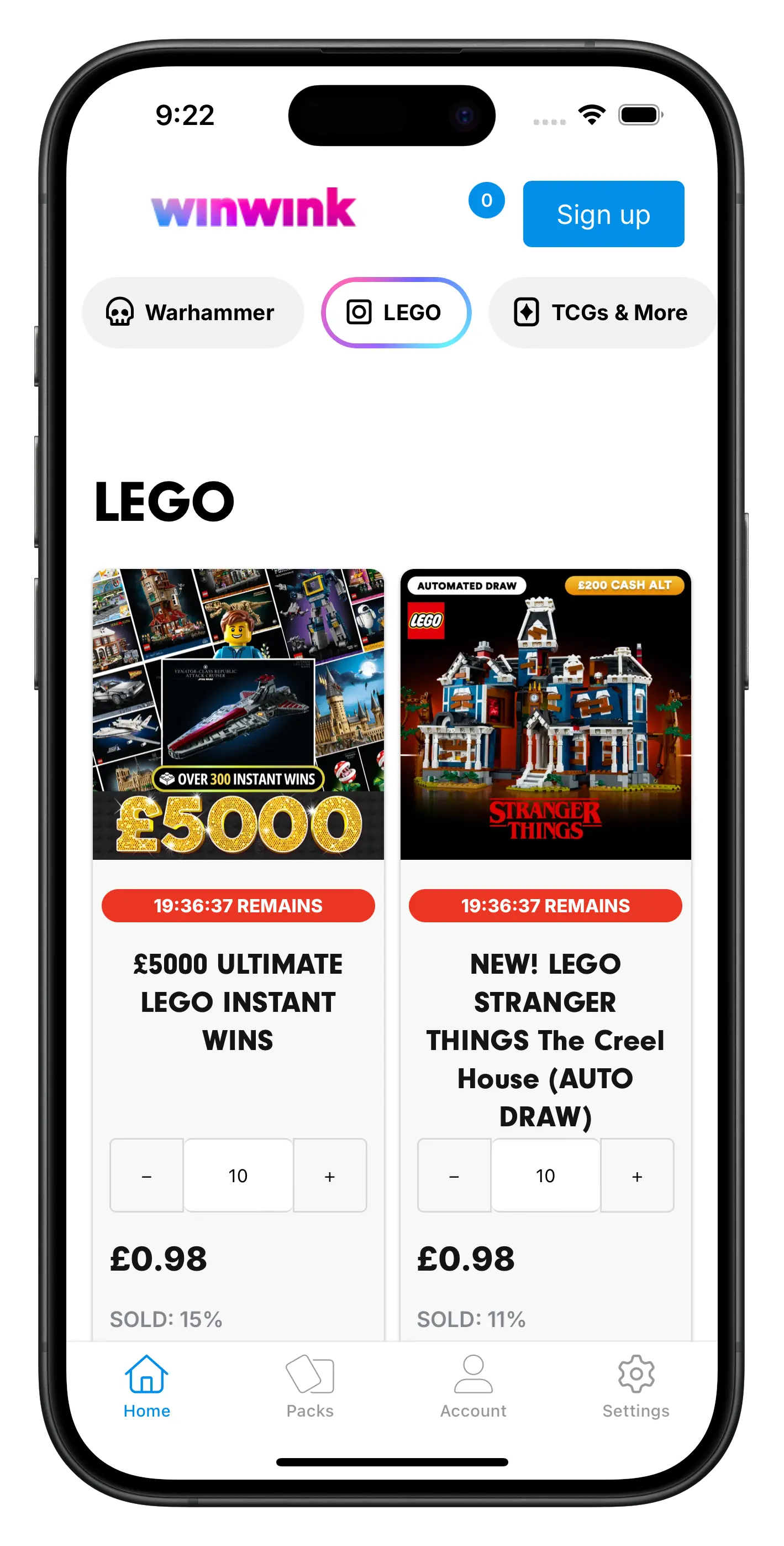 winwink.co.uk app screenshot