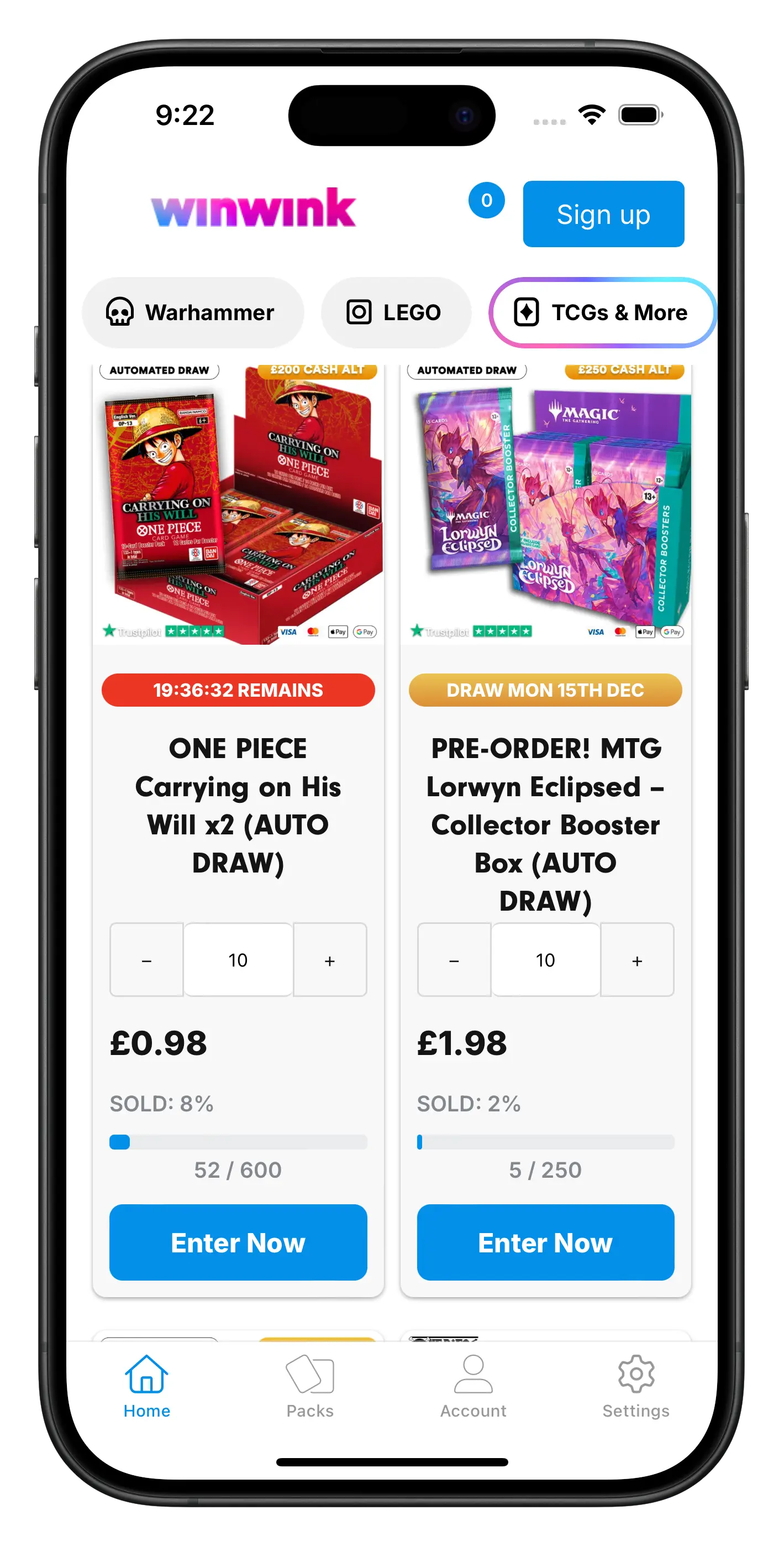 winwink.co.uk app screenshot