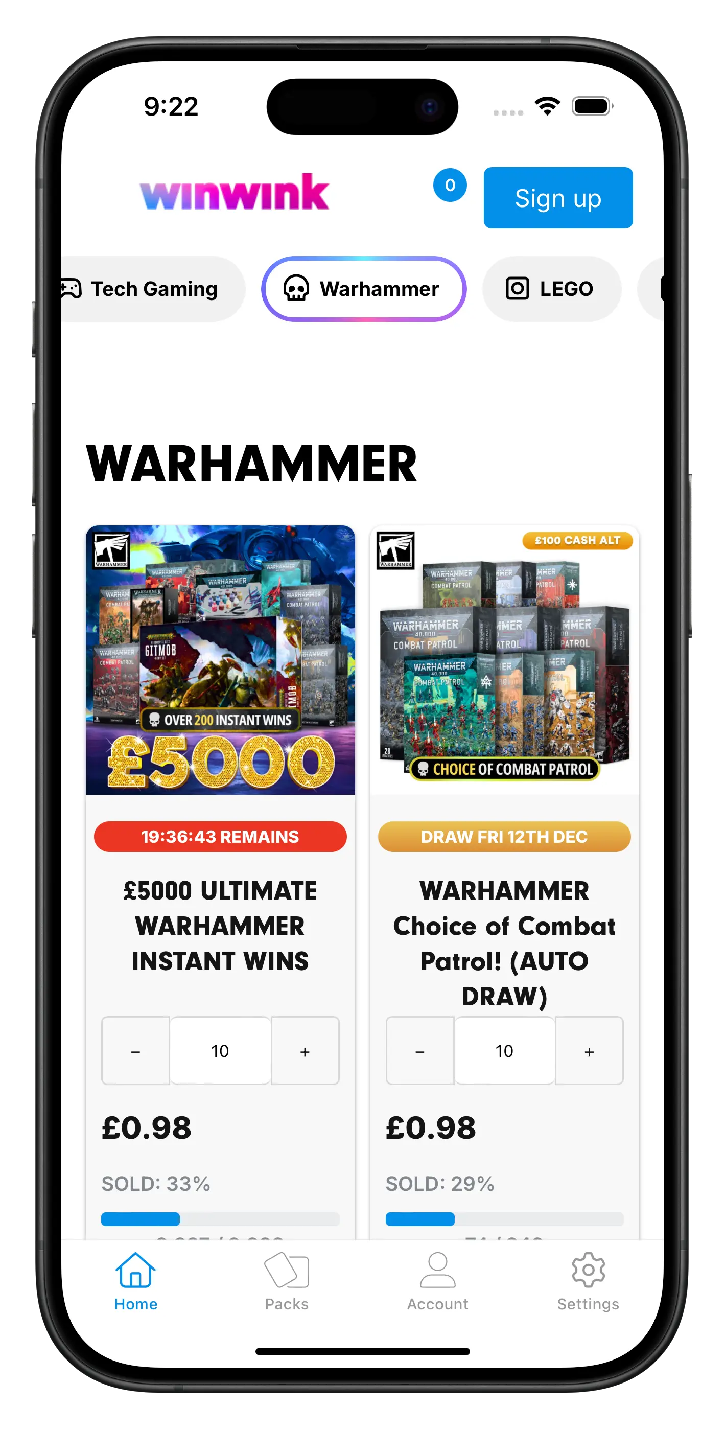 winwink.co.uk app screenshot