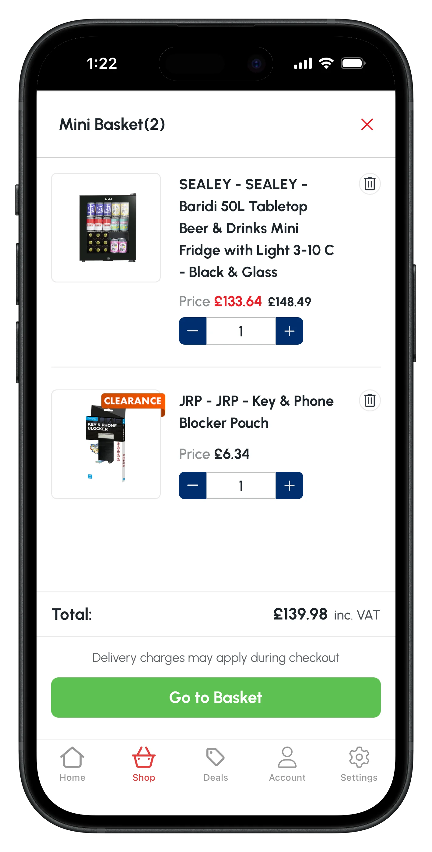 gsfcarparts.com app screenshot