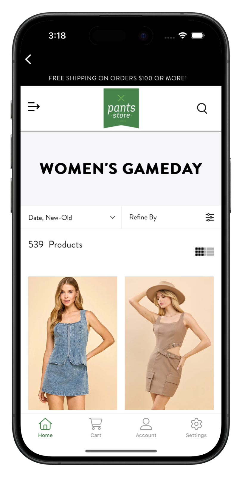 pantsstore.com app screenshot