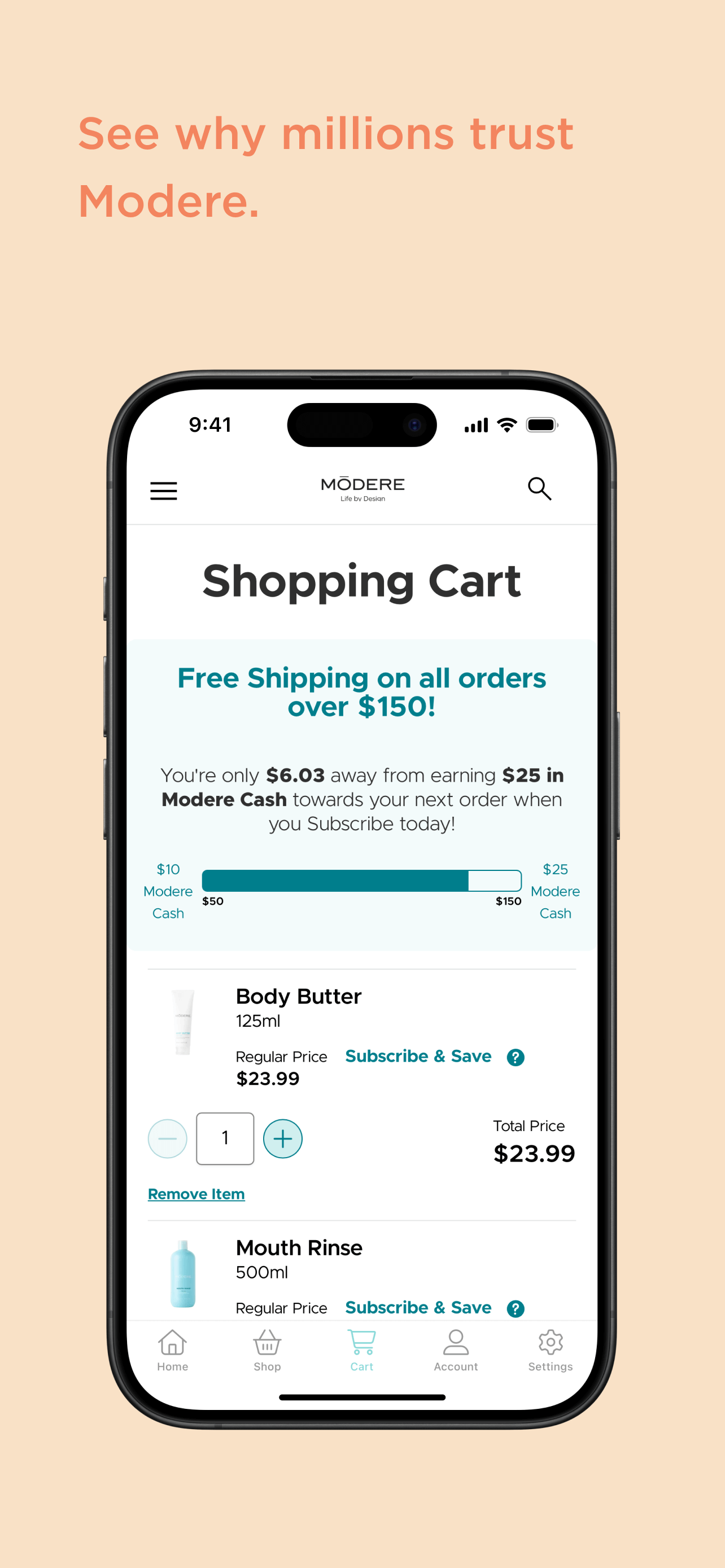 modere.com app screenshot