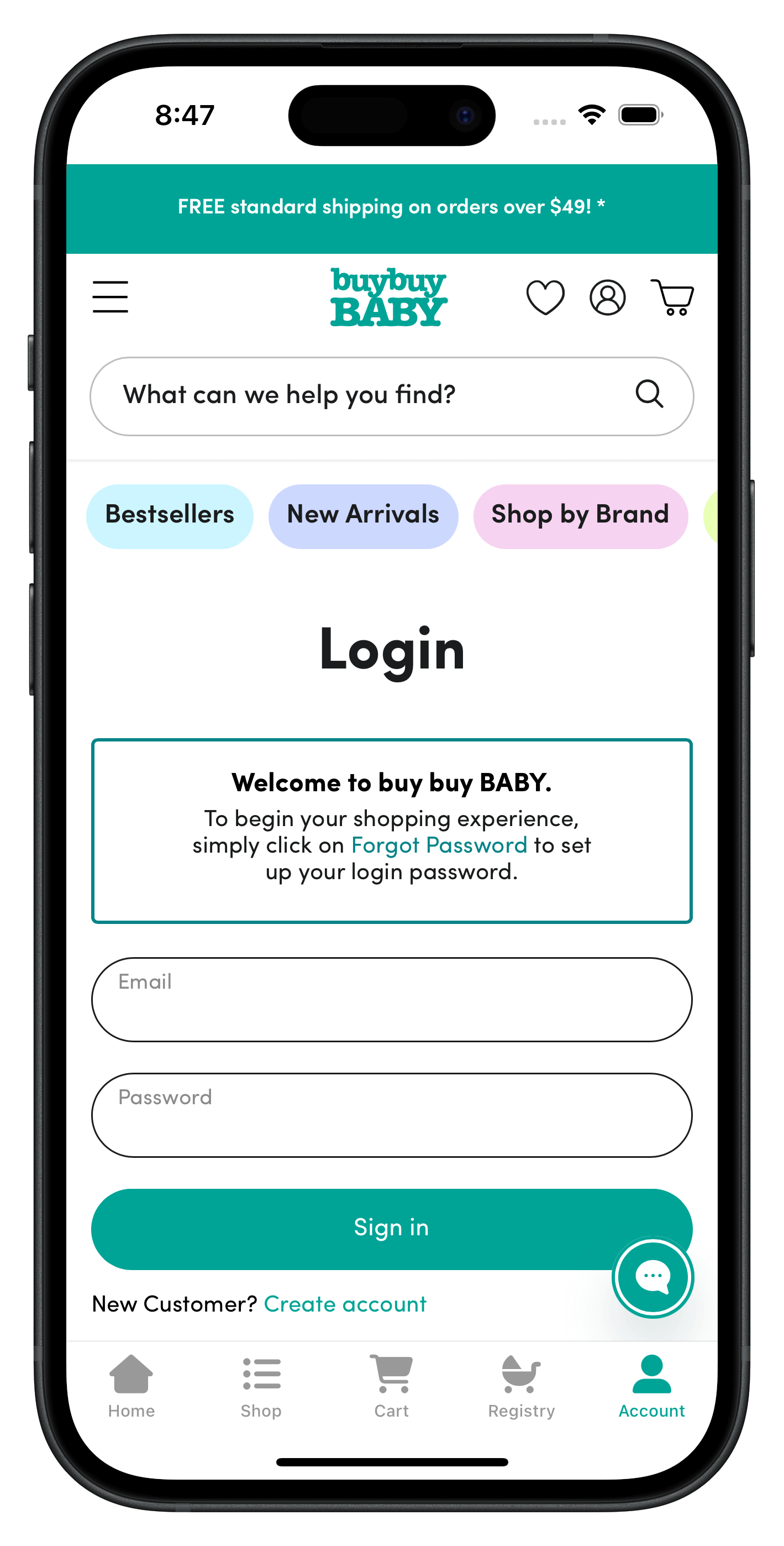 buybuybaby.com app screenshot