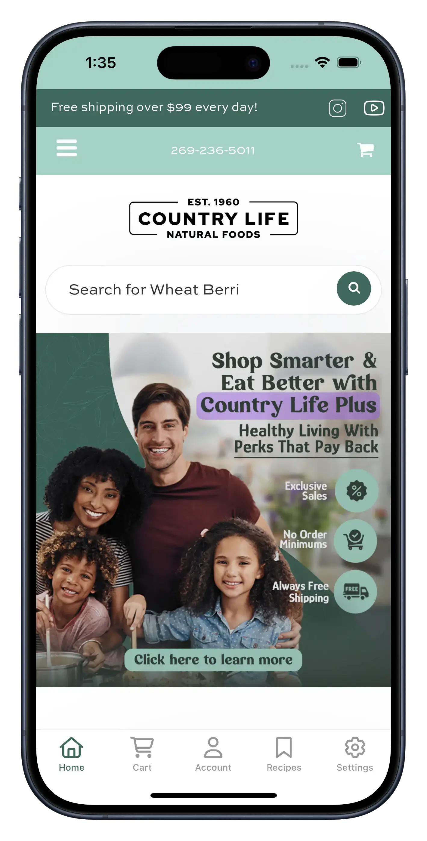 countrylifefoods.com app screenshot