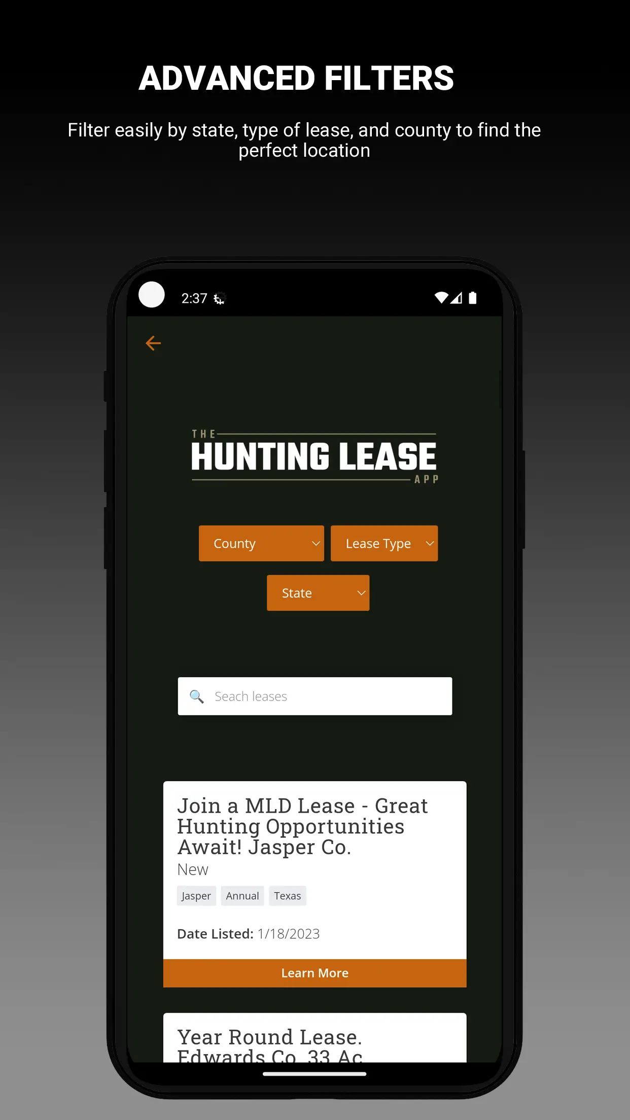huntingleaseapp.com app screenshot
