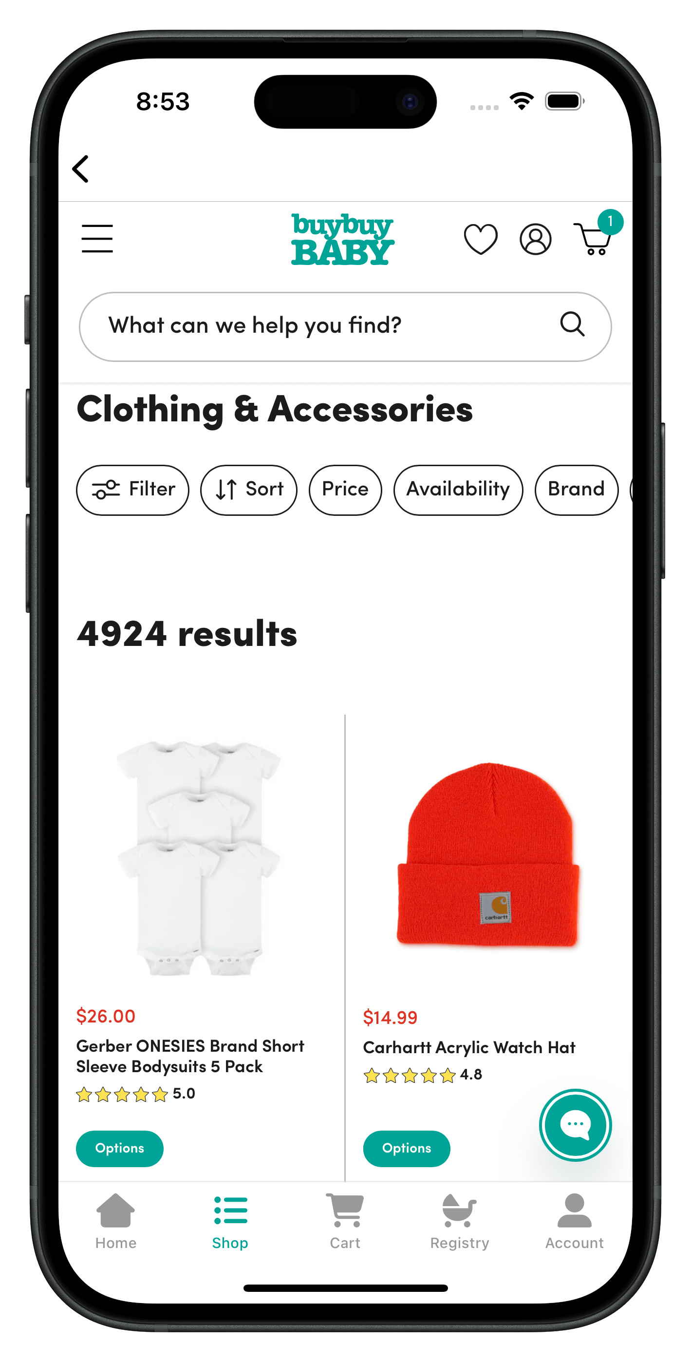 buybuybaby.com app screenshot