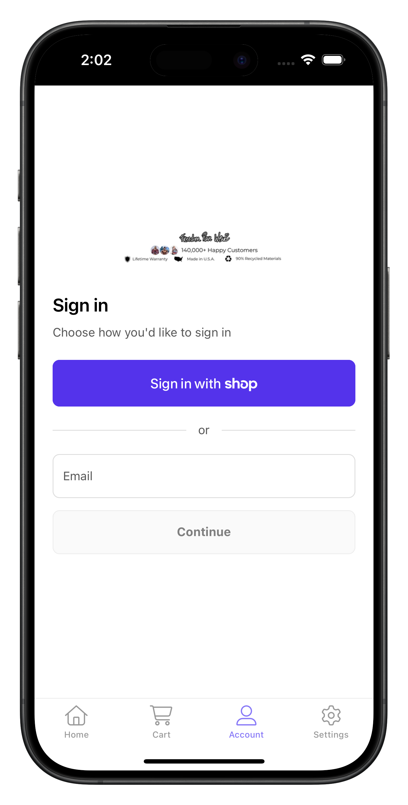 freedomravewear.com app screenshot