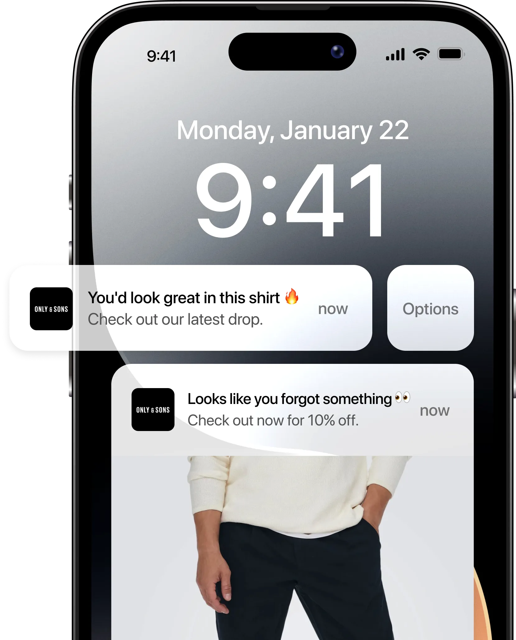 Lock-screen push notification delivered by a MobiLoud app