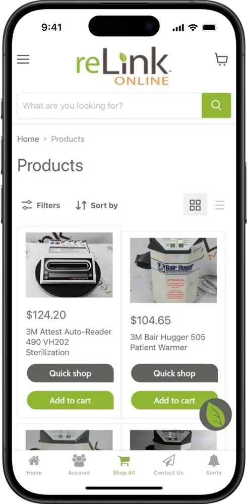 reLink Medical's app, with refurbished medical equipment for sale